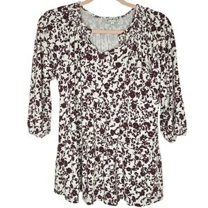 Wonderly Floral Boho Babydoll Top in Wine Color